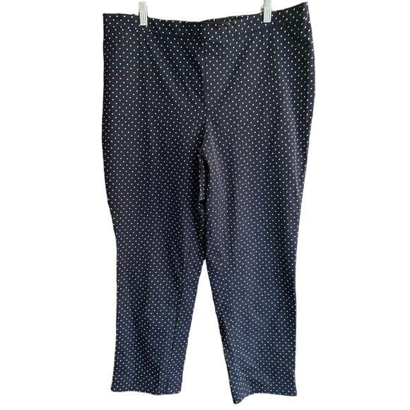 Isaac Mizrahi Live! Navy Blue White Dots 20W Pants Ankle Capri - Picture 1 of 7